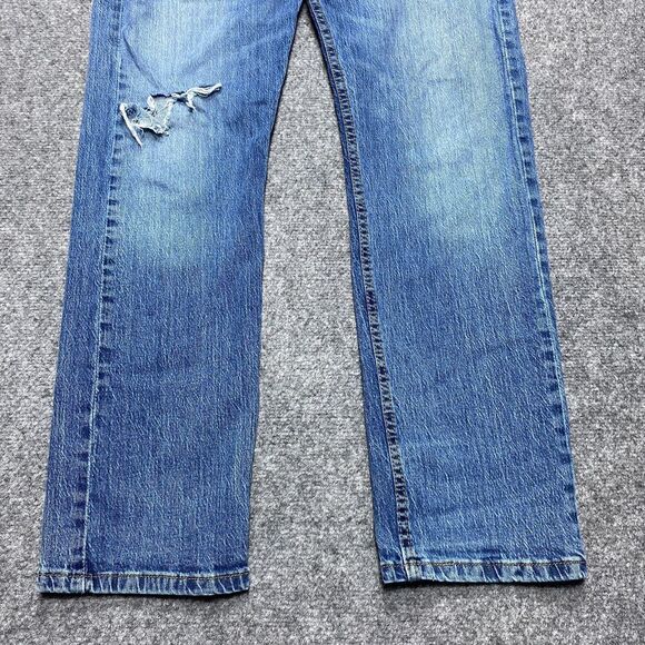 Levis Jeans Men 34x30 Blue 505 Regular Fit Straight Leg Medium Wash Tag 34x30 - Picture 3 of 16